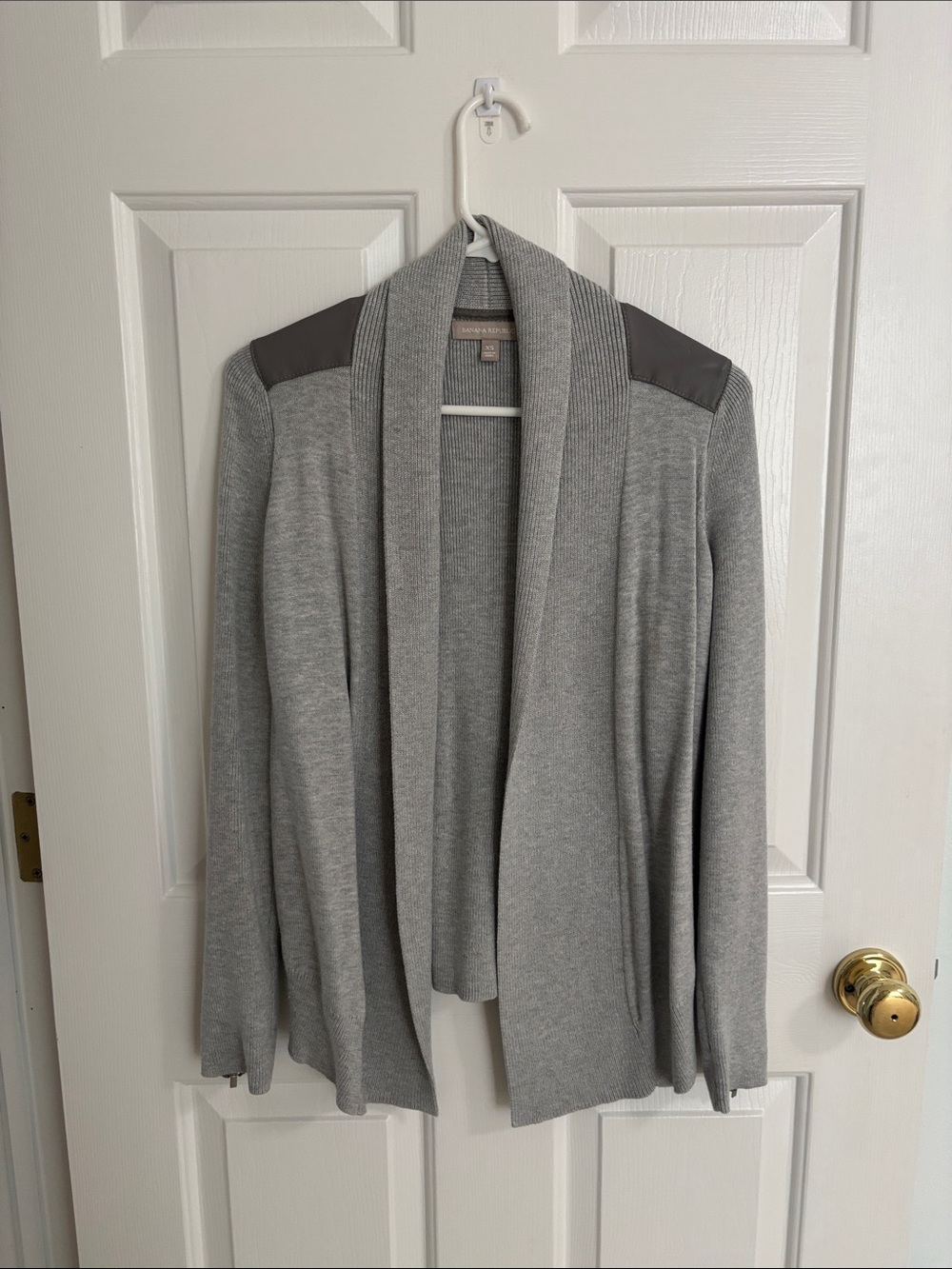 Banana Republic Gray Ribbed Open Cardigan